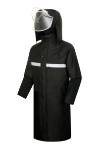 SKRT006 設計過膝加長雨褸 夾棉 大帽簷 製造黑色防爆雨衣  雨衣製衣廠  工程雨衣